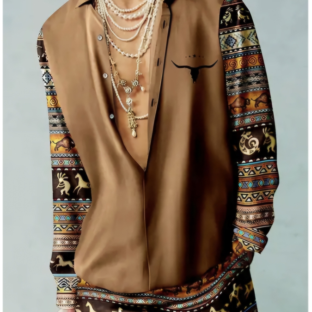 Tribal Print Button-Up Shirt